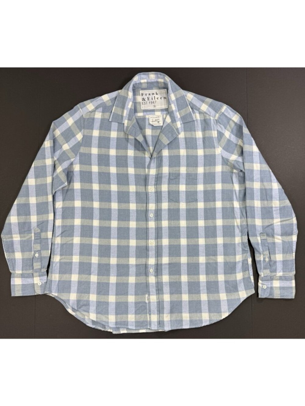 Frank & Eileen Womens Eileen Shirt Sz Small Blue Plaid Cotton Tencel Minimalist